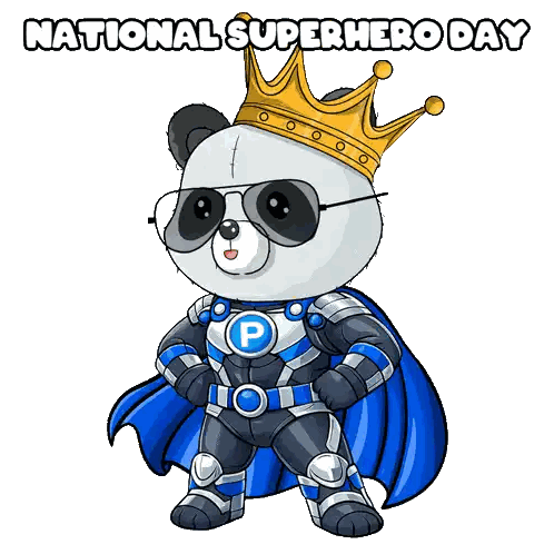 Panda in Superhero Costume and Crown