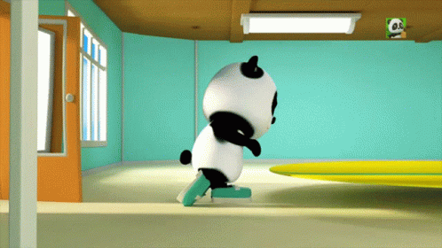 Panda Jumping In The Classroom GIF