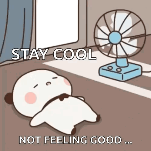 Panda Lying Under Fan GIF
