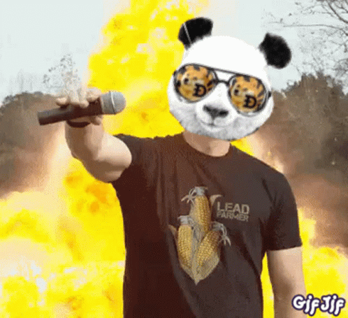 Panda Mask Guy Mic Drop Meme GIF