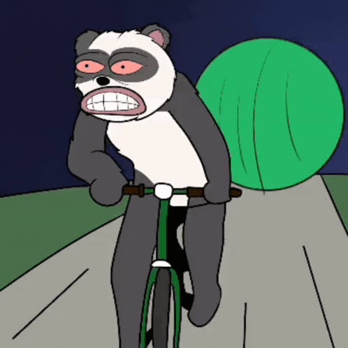 Panda Riding Bike With Green Ball