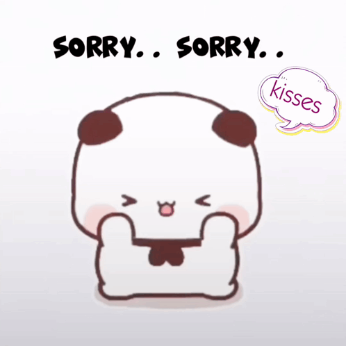 Panda Saying Sorry Next to Kisses Speech Bubble