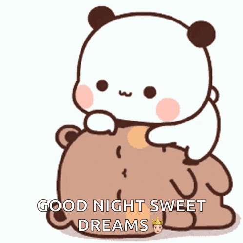 Panda Sitting on Brown Bear Good Night