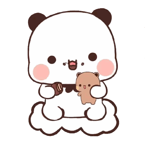 Panda Sitting On Cloud Holding Teddy Bear