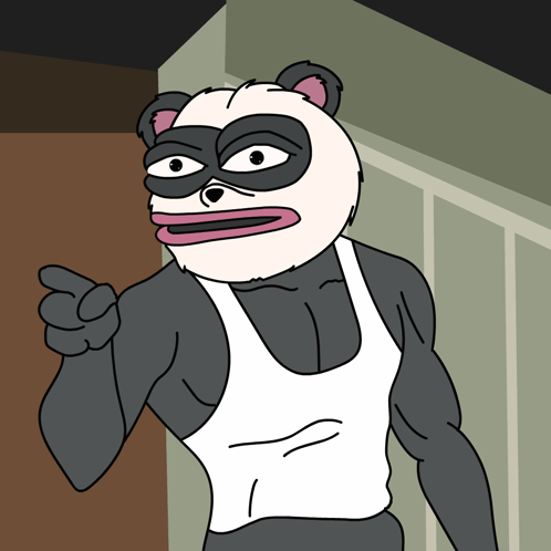 Panda Wearing White Tank Top Pointing