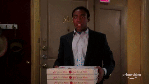 Panic Fire Pizza Delivery Donald Glover Community GIF