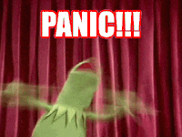 Panic Reaction Animated Text Kermit The Frog GIF