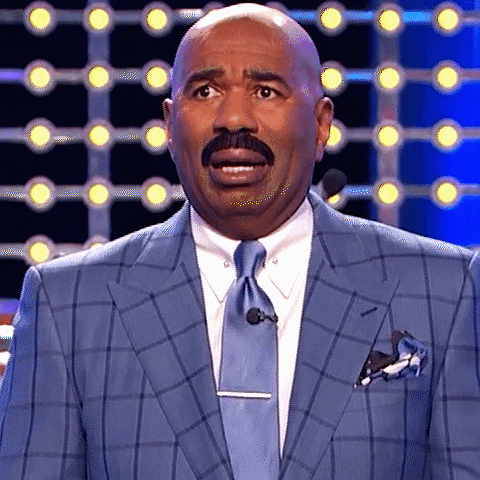 Panic Scared Steve Harvey Family Feud GIF