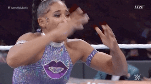 Panicking Bianca Belair Breaking Down GIF