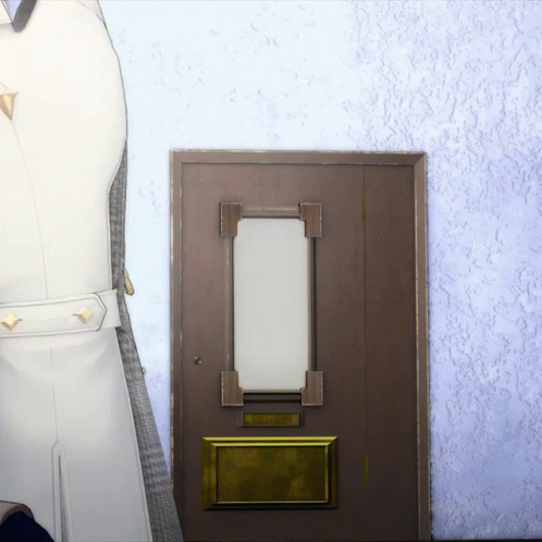 Panicking Cartoon Man Rushes To The Door GIF