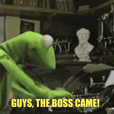 Panicking Kermit Boss Came Meme GIF