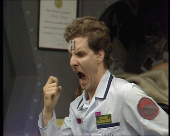 Panicking Red Dwarf Eating His Fist GIF