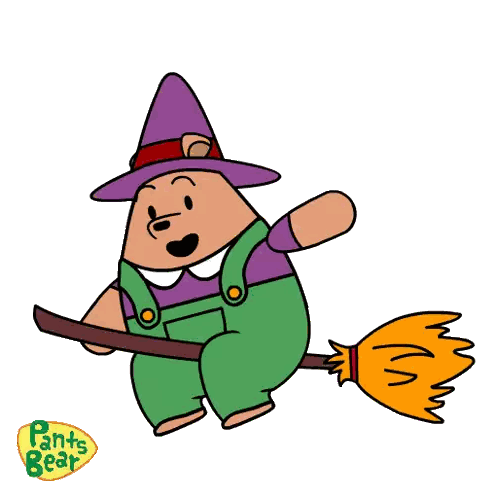 Pants Bear Flying on Broomstick