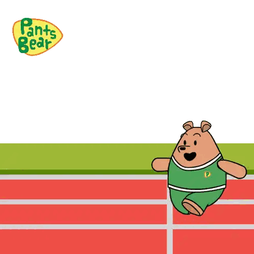 Pants Bear Jumping Over Hurdle