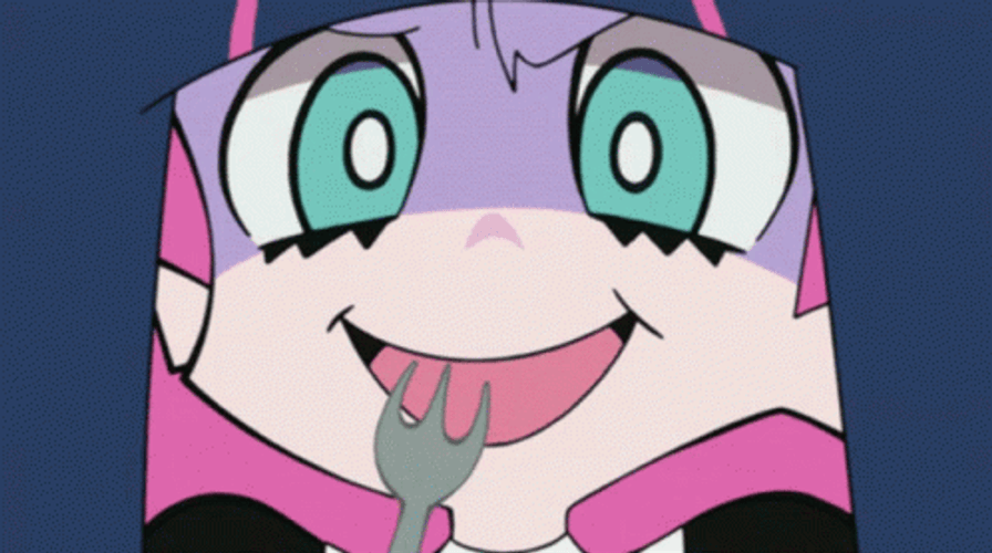 Panty And Stocking Holding Fork GIF