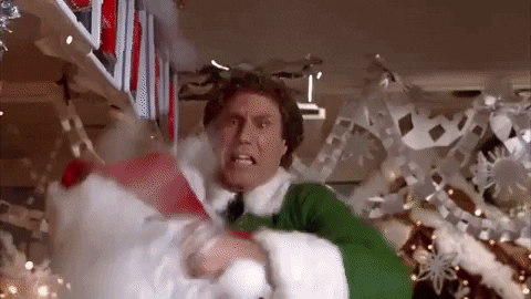 Papa Elf Fighting With Santa GIF