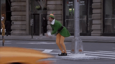 Papa Elf Jumping On Crosswalk GIF