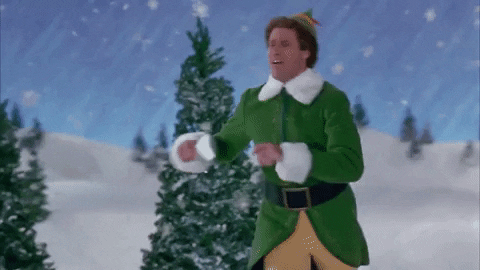 Papa Elf Snow Storm Running GIF