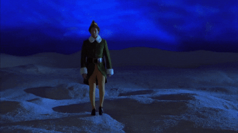 Papa Elf Walking In The Dark GIF