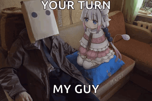 Paper Bag Man and Girl Your Turn My Guy