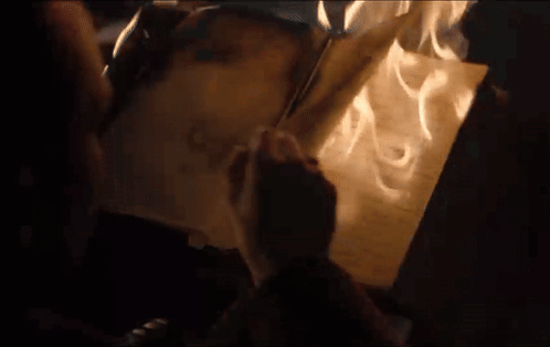 Paper Burning in Fireplace