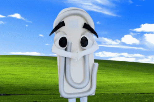 Paper Clip Mascot in Green Field