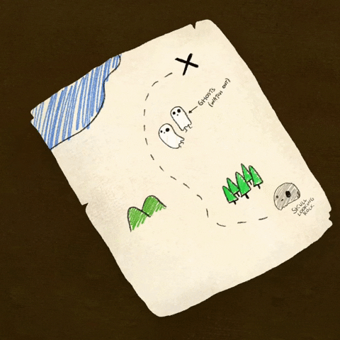 Paper Map Cute Ghost Drawing Animation GIF