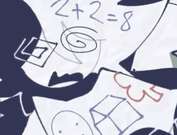 Paper With Drawn Face And Math Equations GIF