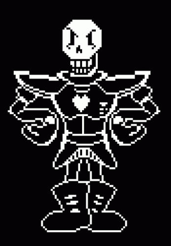Papyrus From Undertale Is A Pixel Art Character With A Heart On His Chest . GIF