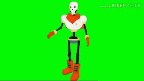 Papyrus From Undertale Is Dancing On A Green Screen In A Video . GIF