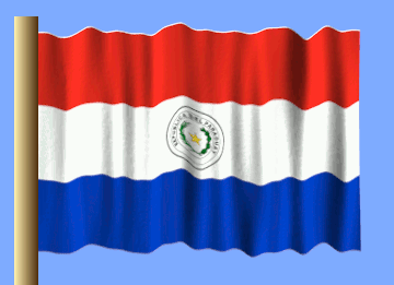 Paraguay Flag Waving In Blue Sky GIF