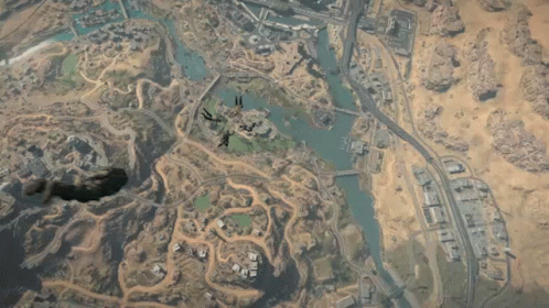 Paratroopers Flying Over City GIF