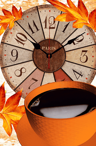 Paris Clock With Coffee Cup