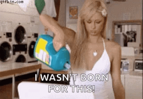 Paris Hilton Wasn't Born For Doing Laundry GIF