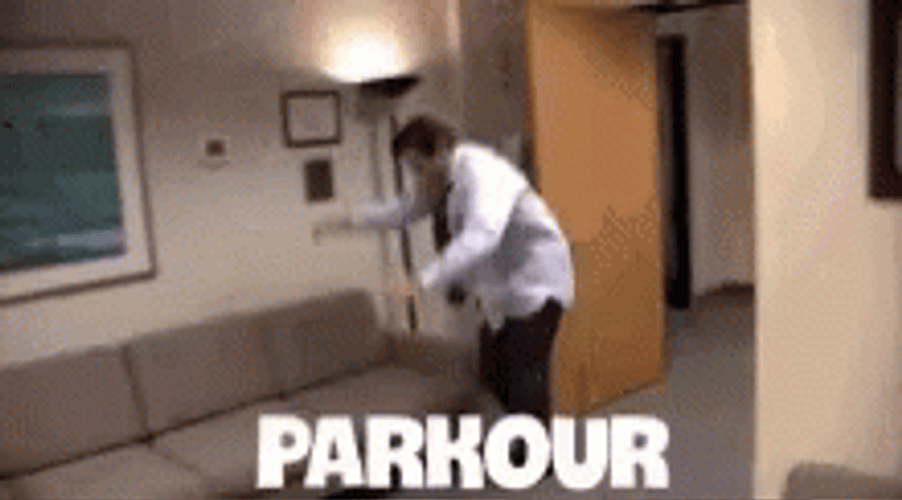 Parkour Scene With Colleagues GIF