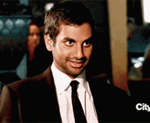 Parks And Rec Aziz Ansari Smiling GIF