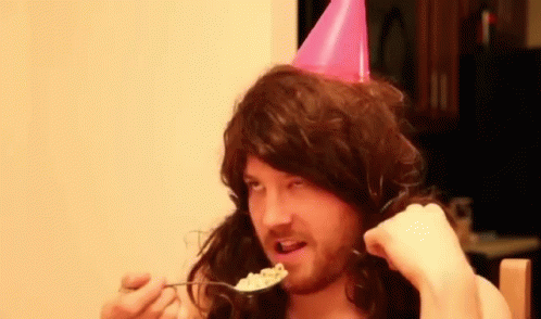 Party Hat Man Funny Eating GIF