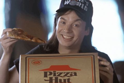 Party On Wayne Eating Pizza GIF