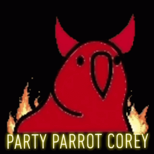 Party Parrot Corey Devil Head On Fire GIF