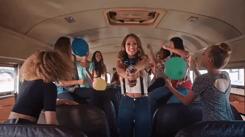 Partying Balloons In Bus GIF