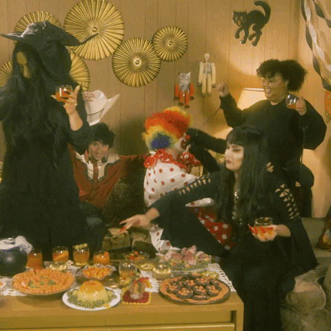 Partying Halloween Party Goers Dance GIF