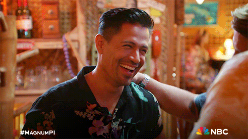 Partying Jay Hernandez Magnum Pi GIF