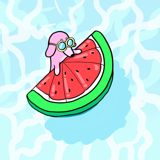 Pastel Dog Swims Animation GIF