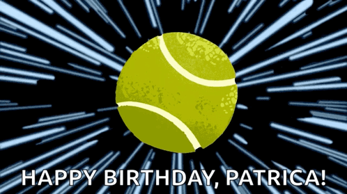 Patricia Birthday Card With Tennis Ball GIF