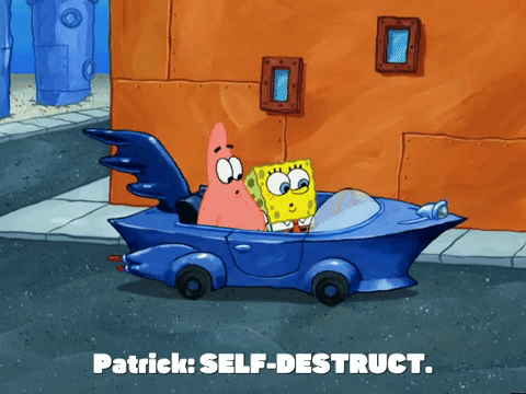 Patrick And Sponge Bobs Car Goes Self Destruct GIF