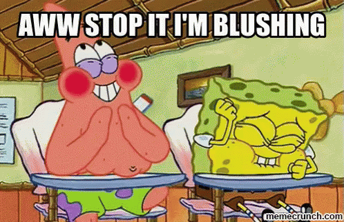 Patrick And SpongeBob Saying Aww Stop It I Blushing GIF