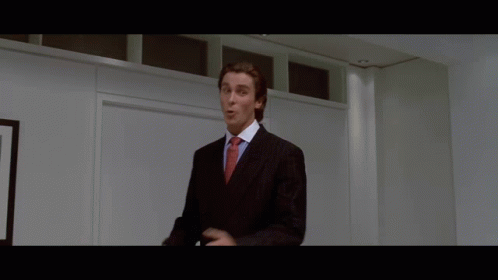 Patrick Bateman Making Explanation GIF
