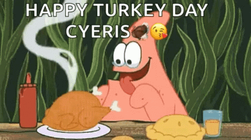 Patrick Eating Happy Turkey Day GIF