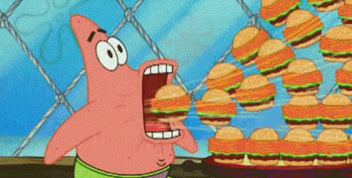 Patrick Grabbing All Of The Whataburger GIF