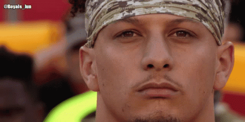 Patrick Mahomes Intense Look Close Up GIF